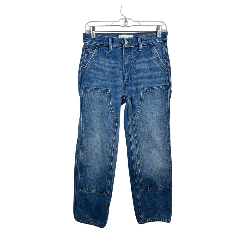 Denim Forum Carpenter Jeans Womens 25 Blue Lo-Rise Loose Double Knee Utility